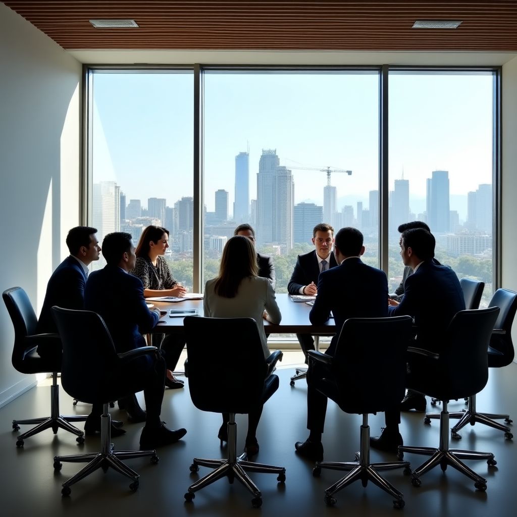 Equipo de FinanzArg Consultoría reunido en oficina moderna